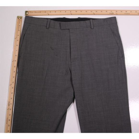 Theory Men's Solid Gray Wool Stretch Flat Front Dress Pants Trousers 36x31 - Picture 4 of 7